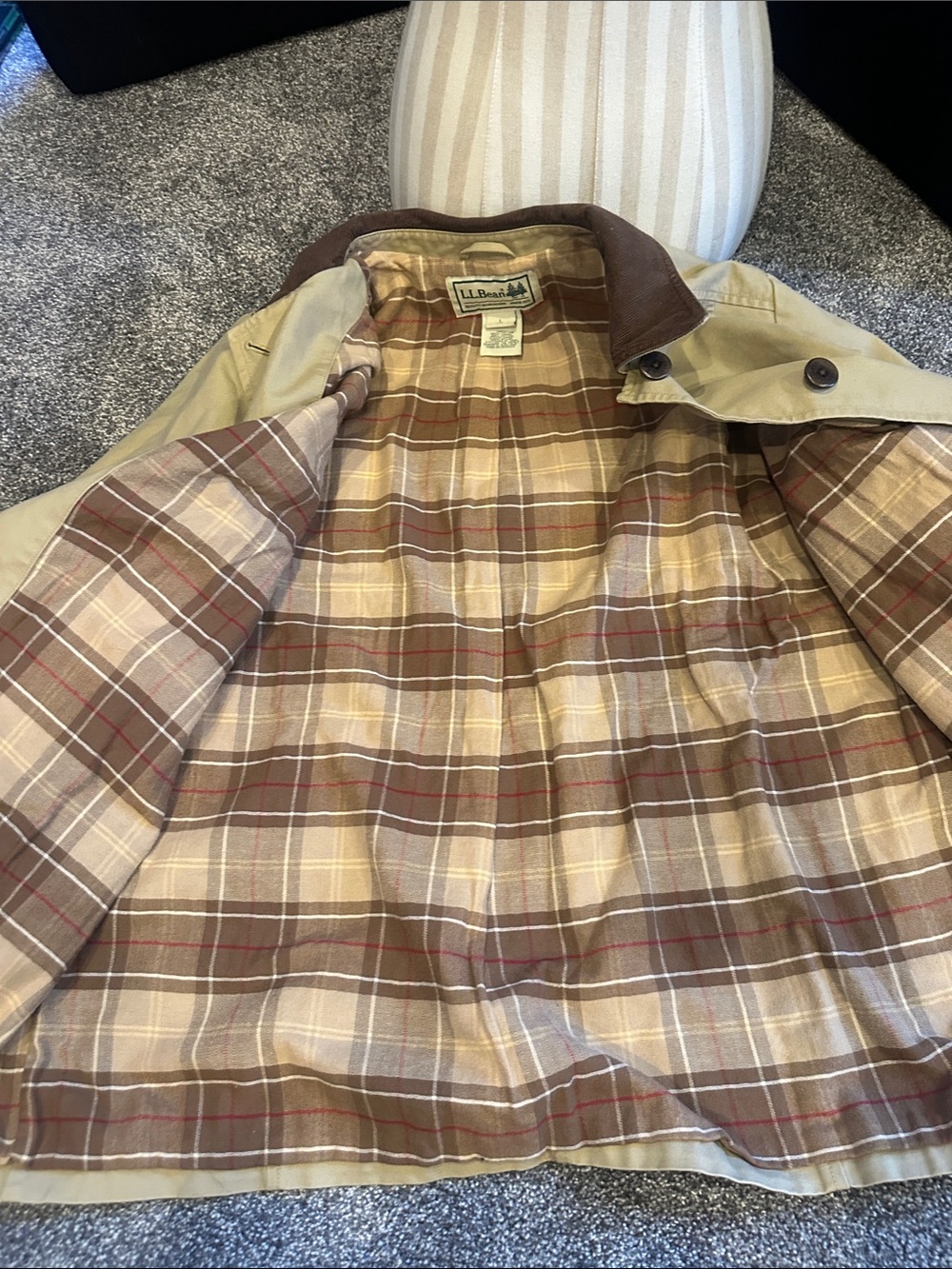 L.L. Bean Khaki Utility Jacket with Brown Corduroy Trim - Picture 4 of 4